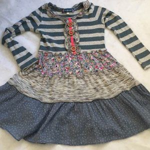 Truly Me Girls Boutique  Nordstrom Tier Dress Flowers Stripes Size 6